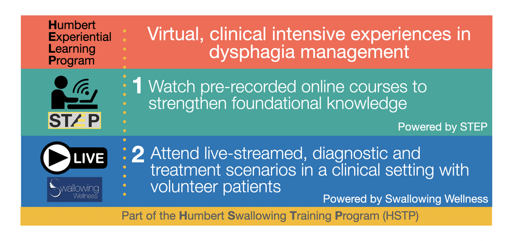 Original HELP explainer showing pre-recorded STEP courses followed by live-streamed clinical scenarios