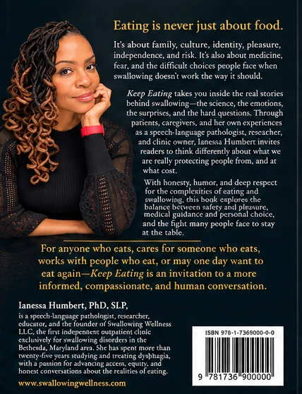 The back cover of Keep Eating, with a photo of Dr. Humbert